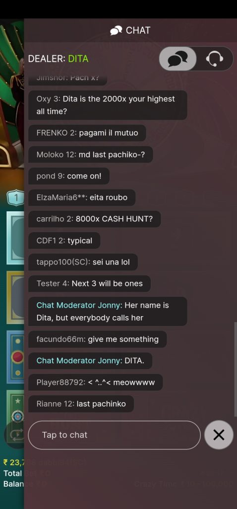 crazy time chat